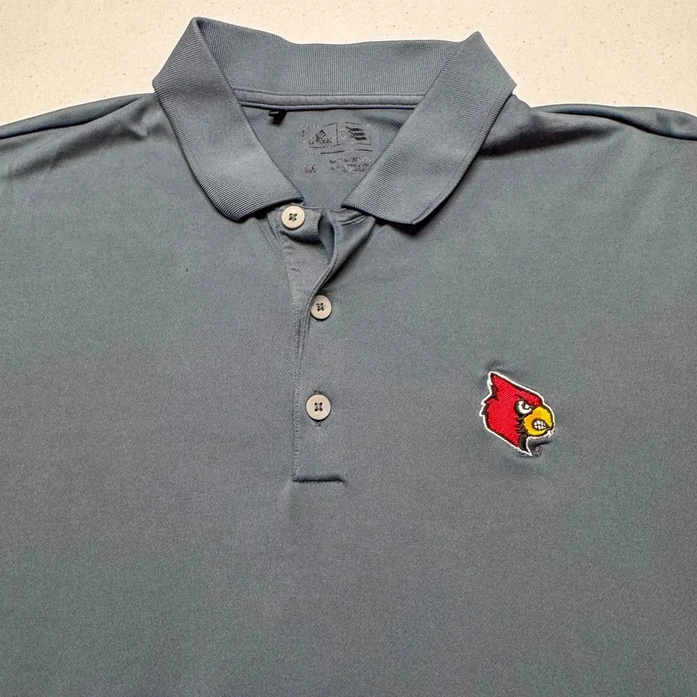 Louisville Cardinals Polo Shirt Mens Medium Blue NCAA Golf Adidas Performance‎